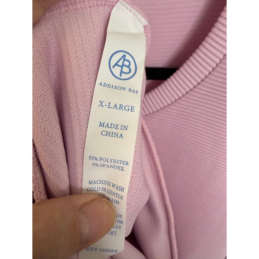 NWT Addison Bay Active Rib Crewneck Sweatshirt, Pink, XL - Picture 10 of 10